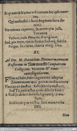 XI. Ad Dn. M. Danielem Zimmermannum
