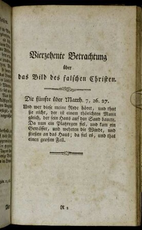 Vierzehente Betrachtung über das Bild des falschen Christen.