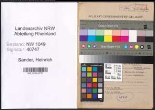 Entnazifizierung Heinrich Sander , geb. 17.02.1901 (Landwirt)