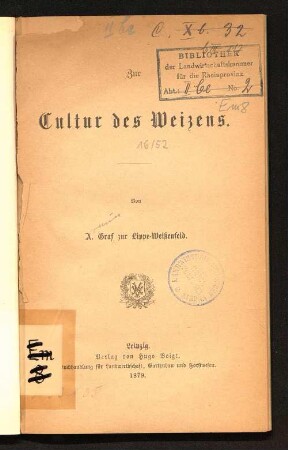 Zur Cultur des Weizens