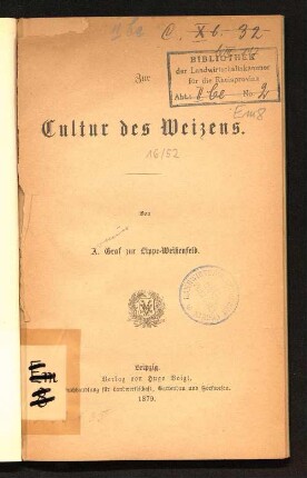 Zur Cultur des Weizens