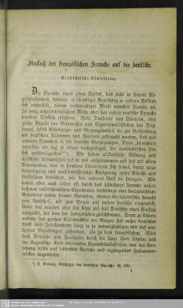 Einfluß der französischen Sprache auf die deutsche