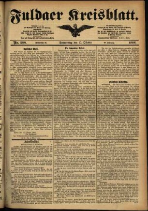 Ausgabe vom Donnerstag, den 15. Oktober 1908.