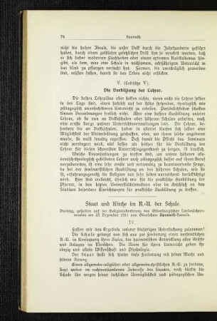 Staat und Kirche im R.-U. der Schule : Vortrag, gehalten auf der Religionskonferenz des Oldenburgischen Landesvereins am 23. Dezember 1911 ; [Fortsetzung]