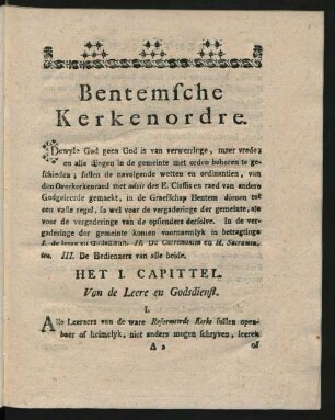 Het I. Capittel. Van de Leere en Godsdienst
