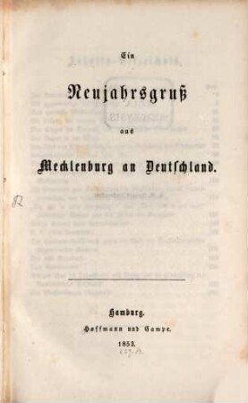 Ein Neujahrsgruß aus Mecklenburg an Deutschland