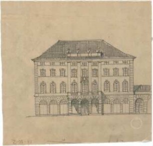 Littmann, Max; München, Briennerstr.; Diskontgesellschaft, Gartenbebauung Palais Almeida - Teilansicht