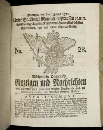 No. 28. Montags, den 6ten Julius 1772.