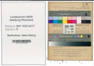 Entnazifizierung Hans Georg Bartholmai , geb. 04.08.1904 (Bergingenieur)