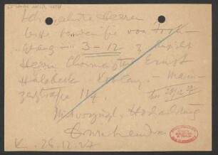 Brief an B. Schott's Söhne : 26.12.1927