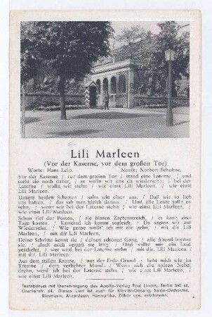 Vor der Kaserne - vor dem großen Tor - Lili Marleen