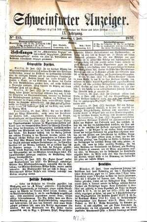 Schweinfurter Anzeiger. 1876 = Jg. 9, 7 - 12