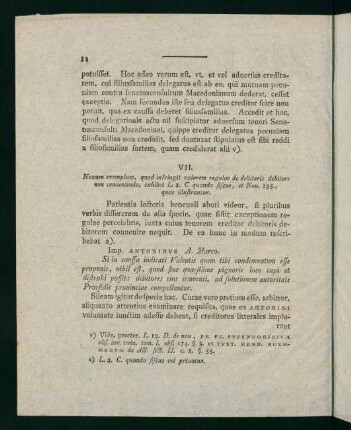 34-38, VII. Nouum exemplum, quod infringit valorem regulae de debitoris debitore non conueniendo...