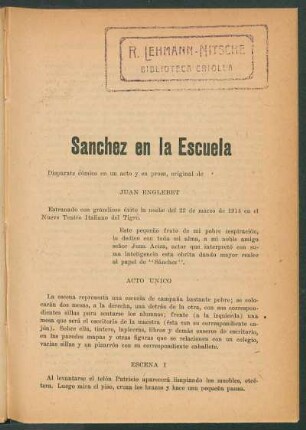 Sanchez en la escuela : Disparate cómico en un acto y en prosa