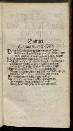 Sonnet Auff das Kupffer-Blat.