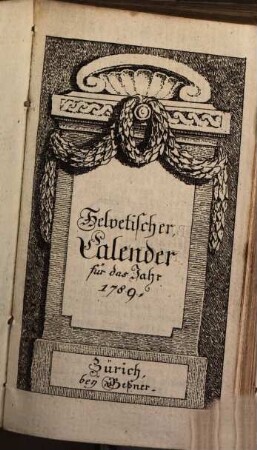 Helvetischer Calender. 1789, 1789