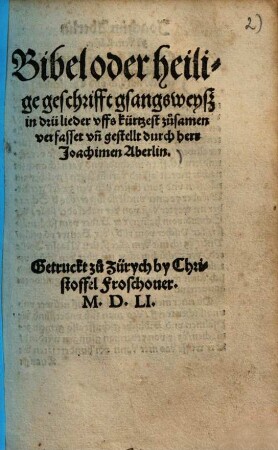 Bibel oder heilige geschrifft