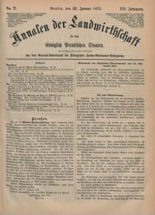 No. 7. Berlin, den 22. Januar 1873. XIII. Jahrgang.