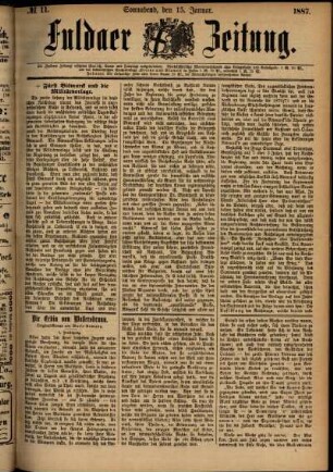 Ausgabe vom Samstag, den 15. Januar 1887.