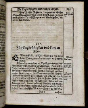 XXV. Für Engbrüstigkeit und kurtzen Athem.