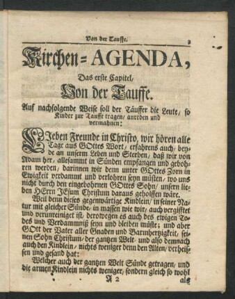 Das erste Capitel, Von der Tauffe