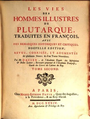 Les Vies Des Hommes Illustres De Plutarque, 2