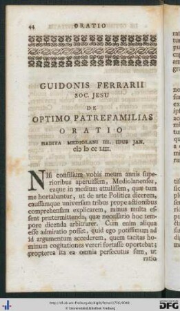 De Optimo Patrefamilias Oratio.