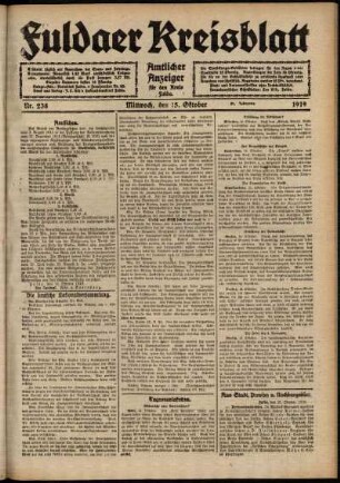Ausgabe vom Mittwoch, den 15. Oktober 1919.