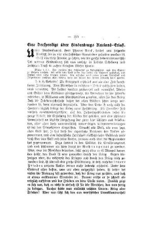 Eine Dorfpredigt über Hindenburgs Kurland-Erlaß