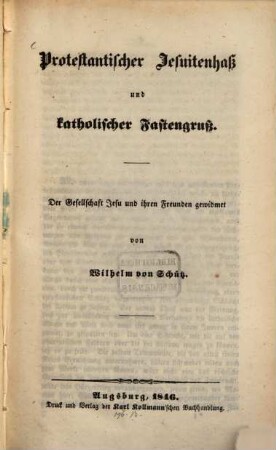 Protestantischer Jesuitenhaß und katholischer Fastengruß
