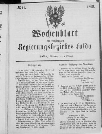 No. 11., Ausgabe vom 5. Februar 1868