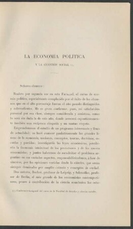 La economía política y la cuestión social