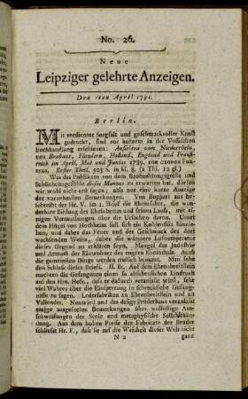 No. 26. Den 1ten April 1791.