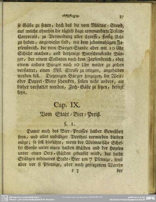 Cap. IX. Vom Stadt-Bier-Preiß