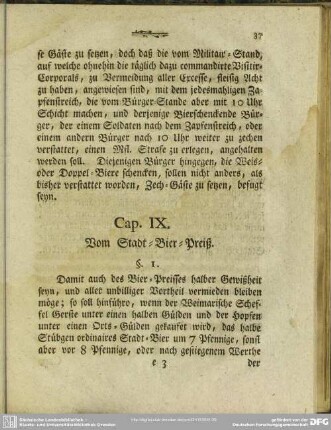 Cap. IX. Vom Stadt-Bier-Preiß