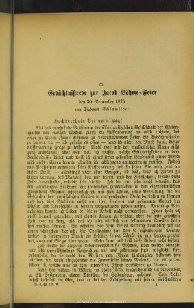 Gedächtnisrede zur Jakob Böhme-Feier : den 30. November 1875