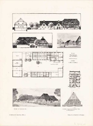 Ackerhöfe im Braunschweigischen: Perspektivische Ansichten, Grundrisse (aus: Architekt. Rundschau, hrsg.v. Eisenlohr & Weigle, 1910)