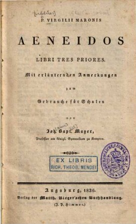 P. Virgilii Maronis Aeneidos libri tres priores