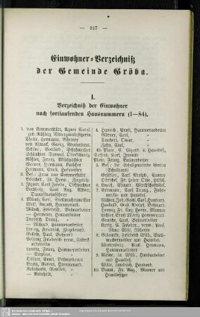 I. Häuserbuch : Verzeichniß der Einwohner nach fortlaufenden Hausnummern
