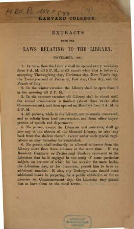 Extracts from the laws relating to the library : November, 1867