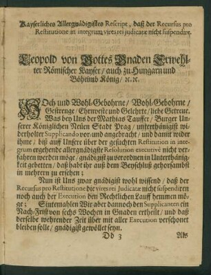 Kayserliches Allergnädigstes Rescript, ...