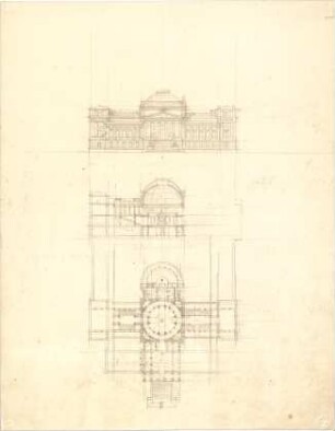 Bühlmann, Josef; Berlin; Reichstag - Grundriss, Ansicht, Querschnitt
