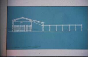 Schemazeichnung: Betriebsgebäude, Greiferhalle, Bauart