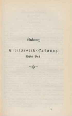 Anhang. Civilprozeß-Ordnung. Achtes Buch.