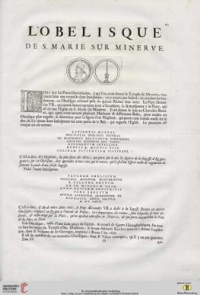 L’Obelisque de S. Marie sur Minerve