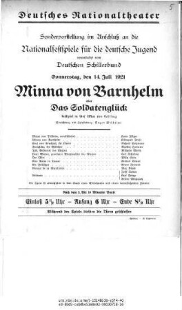 Minna von Barnhelm oder Das Soldatenglück