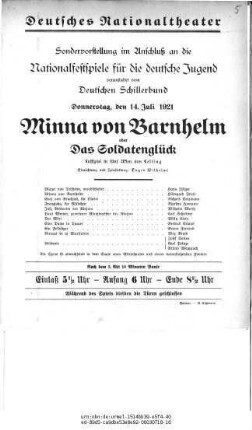 Minna von Barnhelm oder Das Soldatenglück