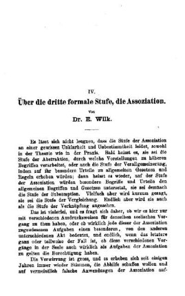 Über die dritte formale Stufe, die Assoziation