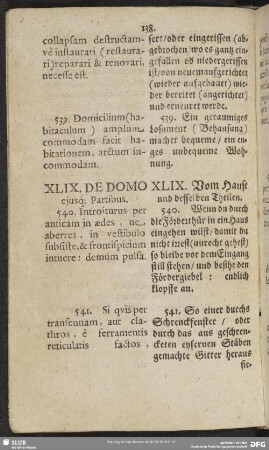 XLIX. De Domo ejusq[ue] Partibus