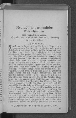 Französisch-germanische Beziehungen